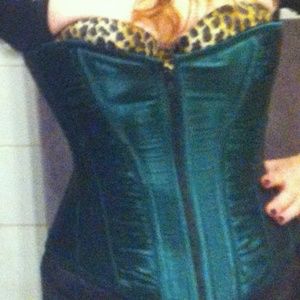 Emerald green satin corset